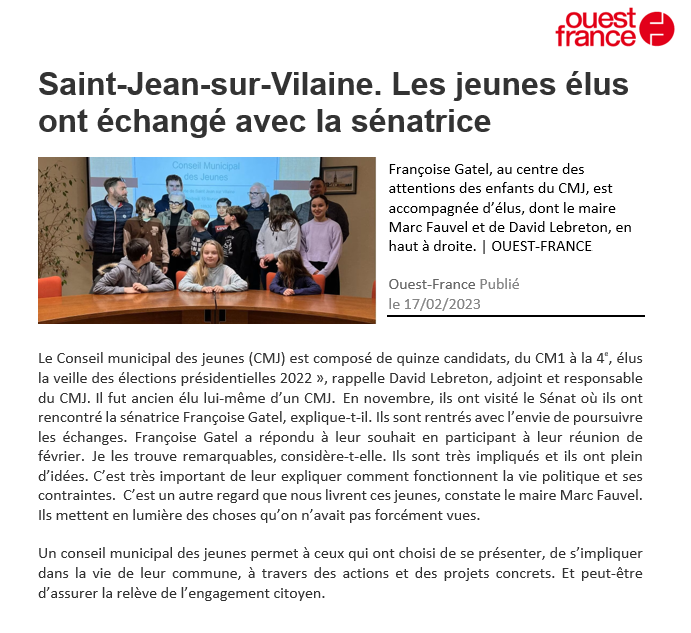 Article CMJ Ouest France: Visite de Françoise GATEL